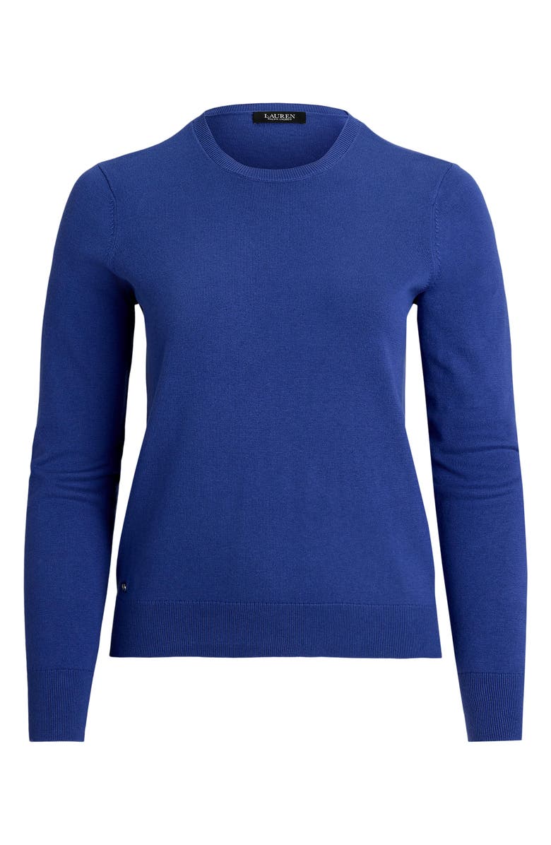 Lauren Ralph Lauren Cotton Blend Crewneck Sweater, Alternate, color, Charter Blue