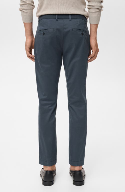 Mango Prato Crop Tapered Stretch Cotton Chinos In Blue