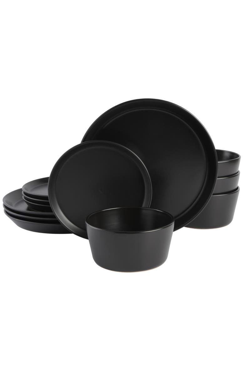 Soho Lounge Sofia Coupe Stoneware Dinnerware Set, Main, color, Black