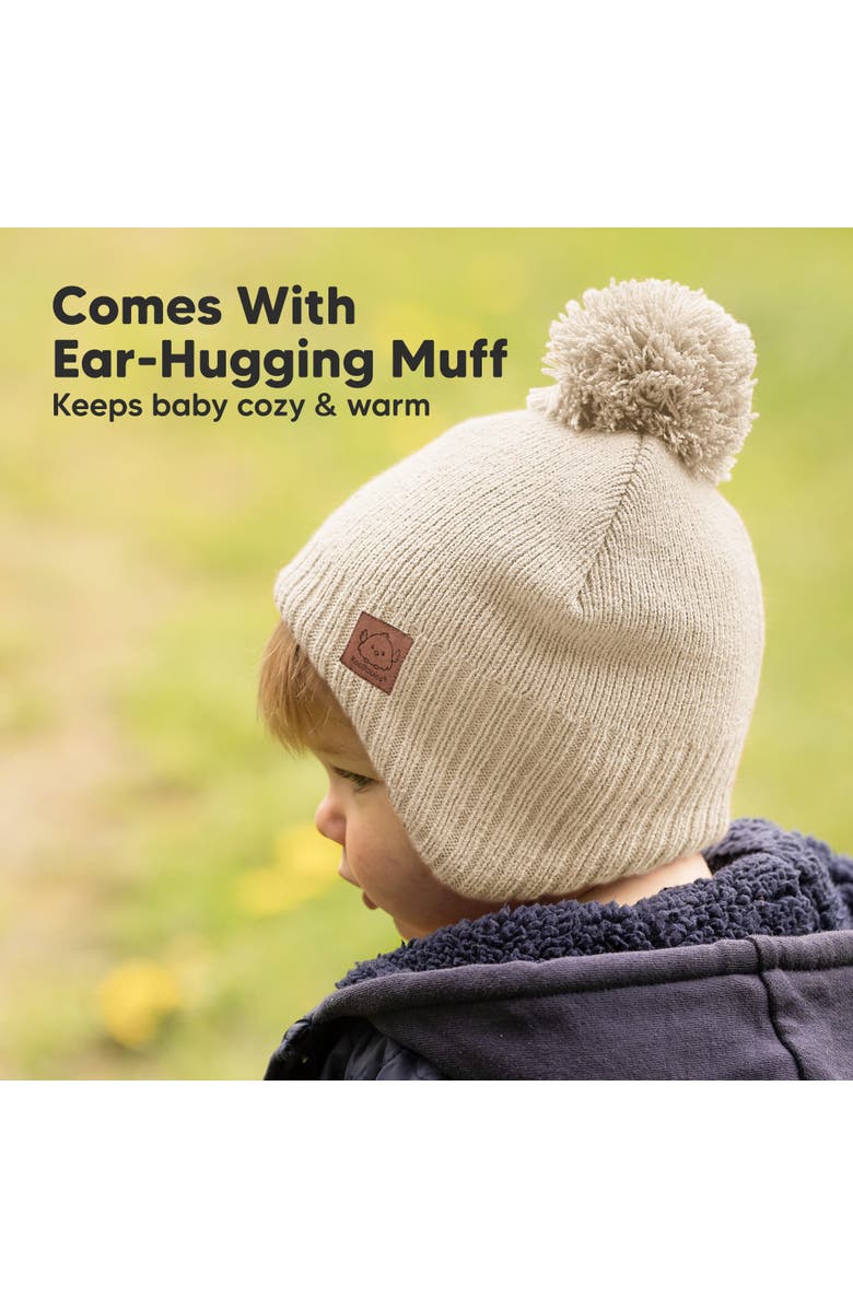 KeaBabies Muff Knitted Beanie, Alternate, color, Cream