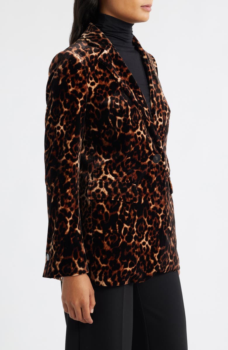 Anne Klein Print One-Button Blazer, Alternate, color, Anne Black/ Brown Multi