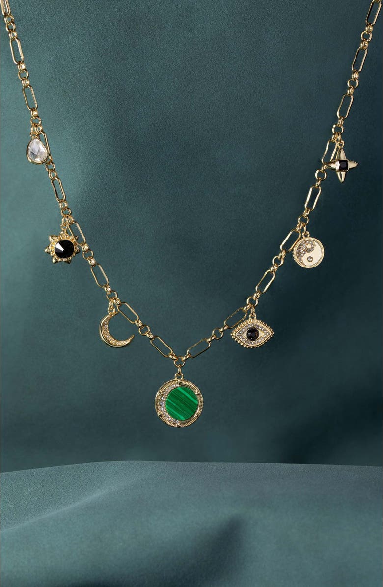 Alex and Ani Malachite Charm Necklace, Alternate, color, 