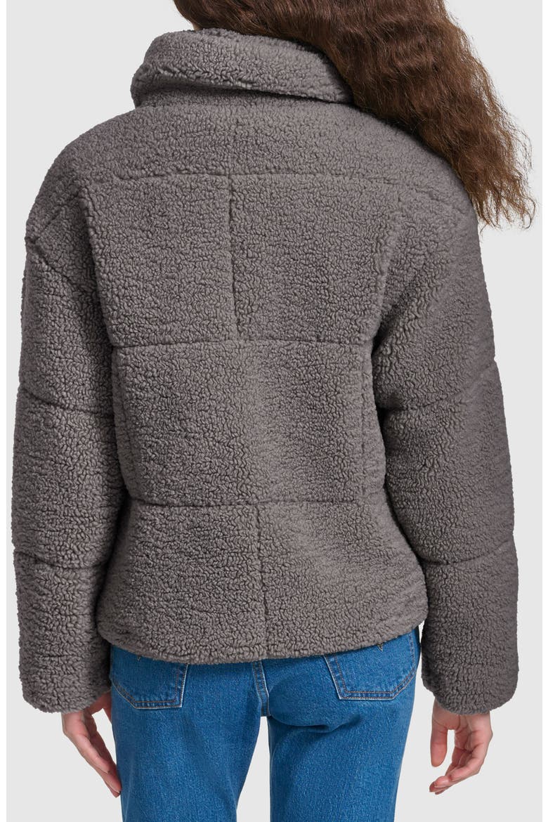 Quilted Faux Fur Short Teddy Jacket, Alternate, color, GREY