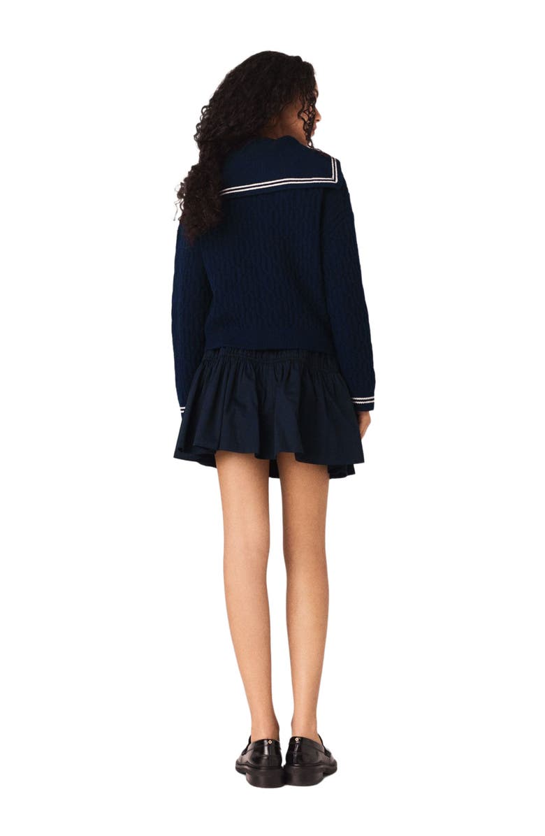 maje Boat neck cable-knit cardigan, Alternate, color, Navy