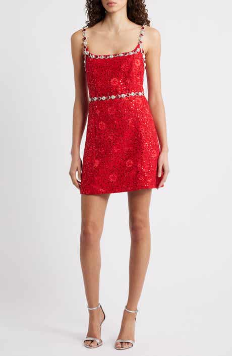 Elliatt Adeline Embellished Sequin Tweed Cocktail Minidress