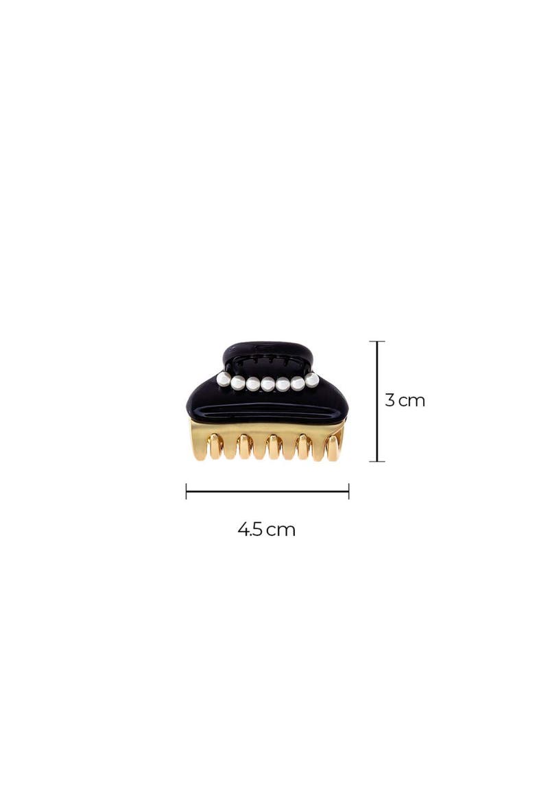 Mini Pearl Accented Two Tone Claw Clip, Alternate, color, Black