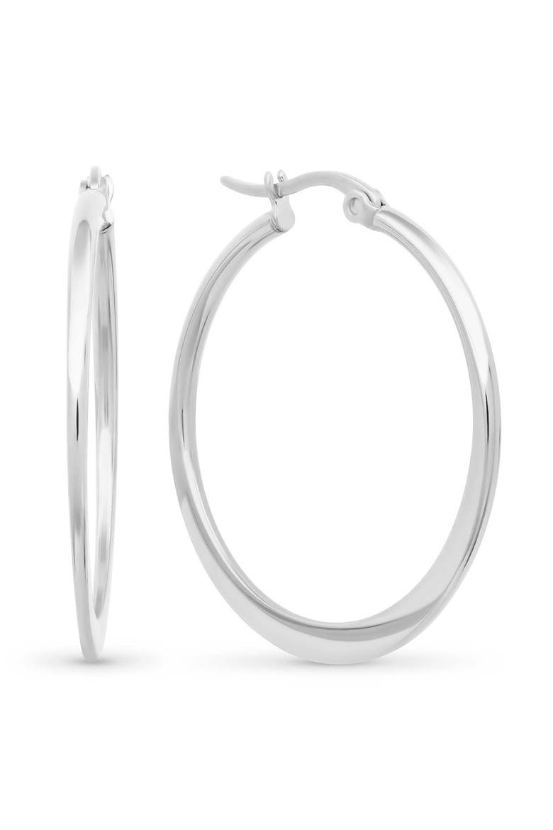 Slim Hoop Earrings, Main, color, SILVER
