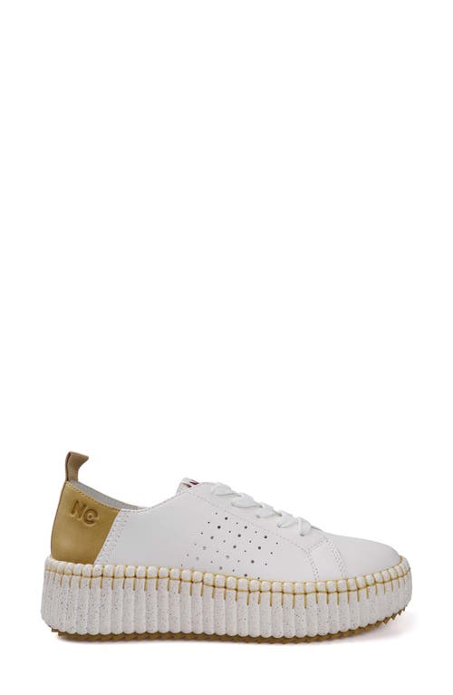 National Comfort Leather Sneaker In White/mustard Leather