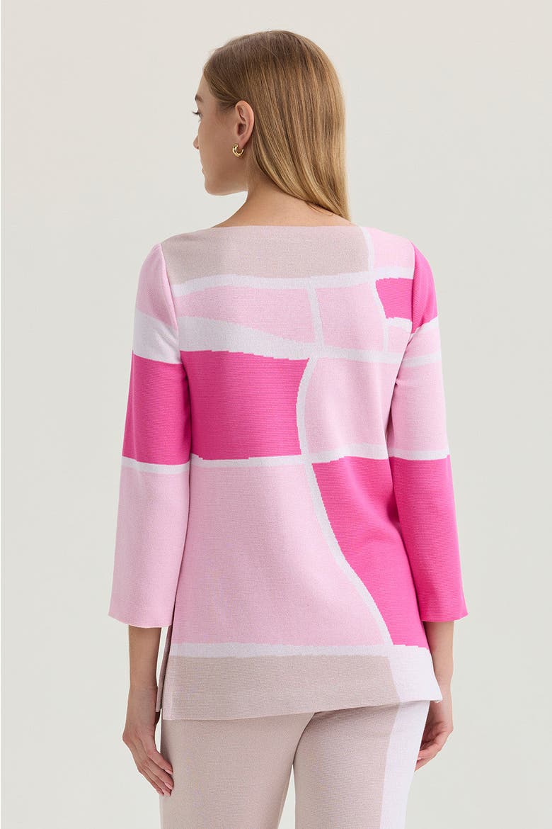 Colorblock Jacquard Soft Knit Tunic, Alternate, color, Carmine Rose/Pink