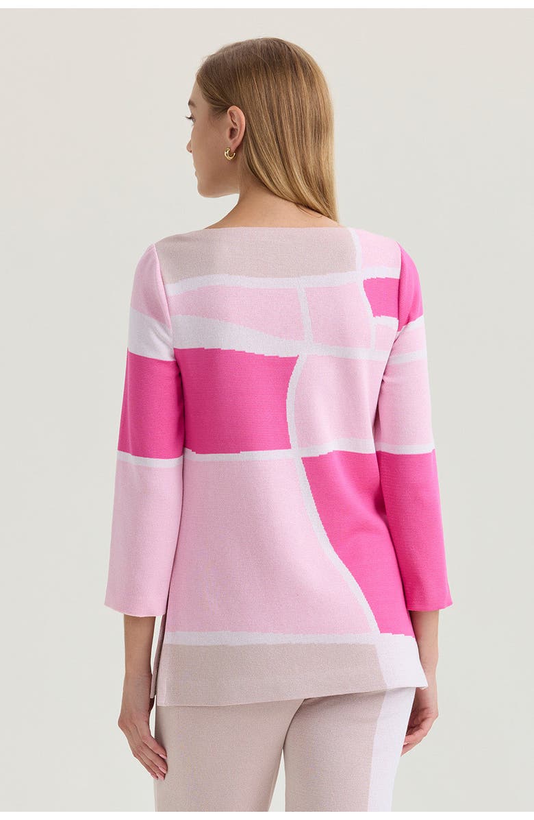 Ming Wang Colorblock Jacquard Soft Knit Tunic, Alternate, color, Carmine Rose/Pink