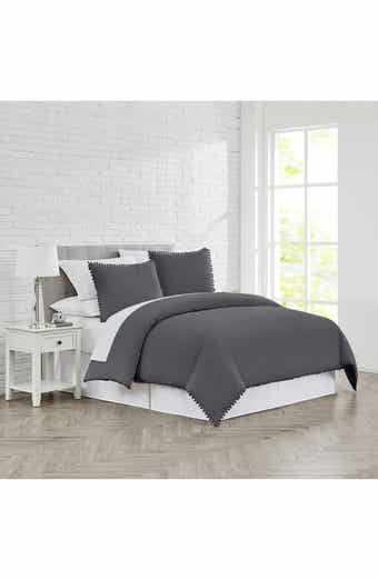 SOUTHSHORE FINE LINENS Classic Pompom Trimmed Duvet Cover Set
