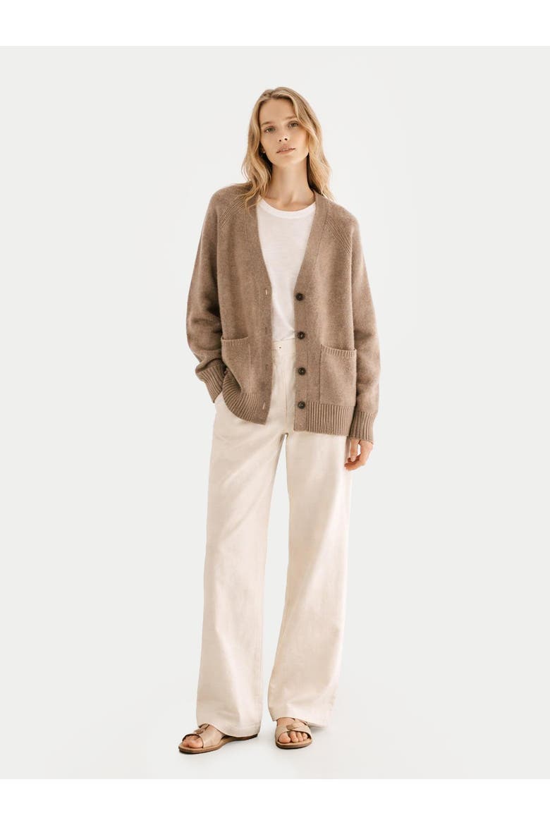 Relaxed-Fit Cashmere Cardigan, Alternate, color, taupe