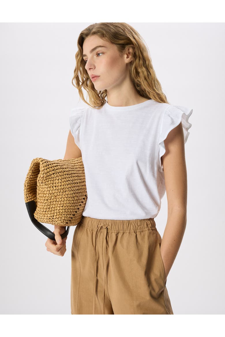 Frill Sleeve Broderie Top, Alternate, color, White