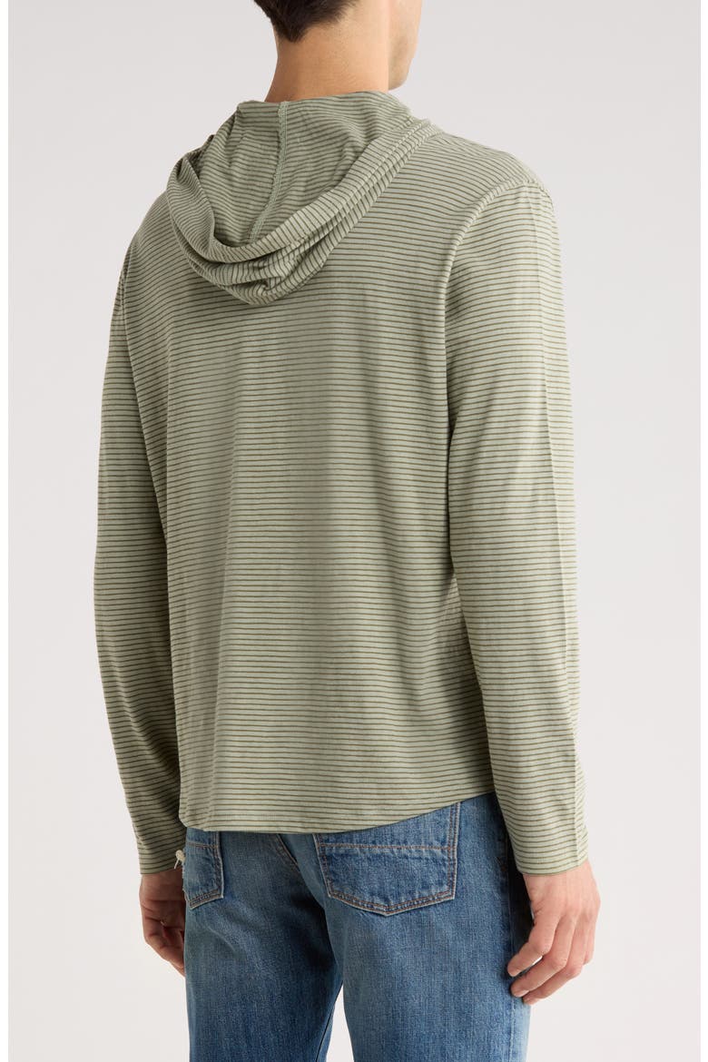 Stripe Slub Cotton Hoodie, Alternate, color, DRIED CACTUS/ OLIVE GREEN