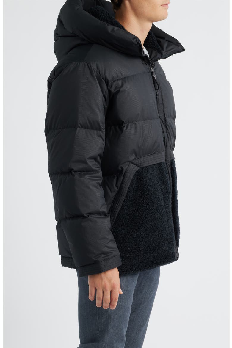 MetroPeak Ripstop & Fleece 700 Fill Power Down Puffer Jacket, Alternate, color, BLACK