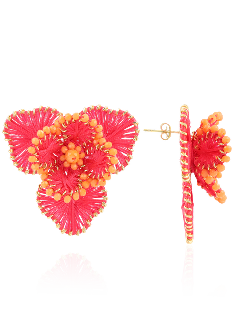 CE SI Flower Earring L - Fuchsia/Orange