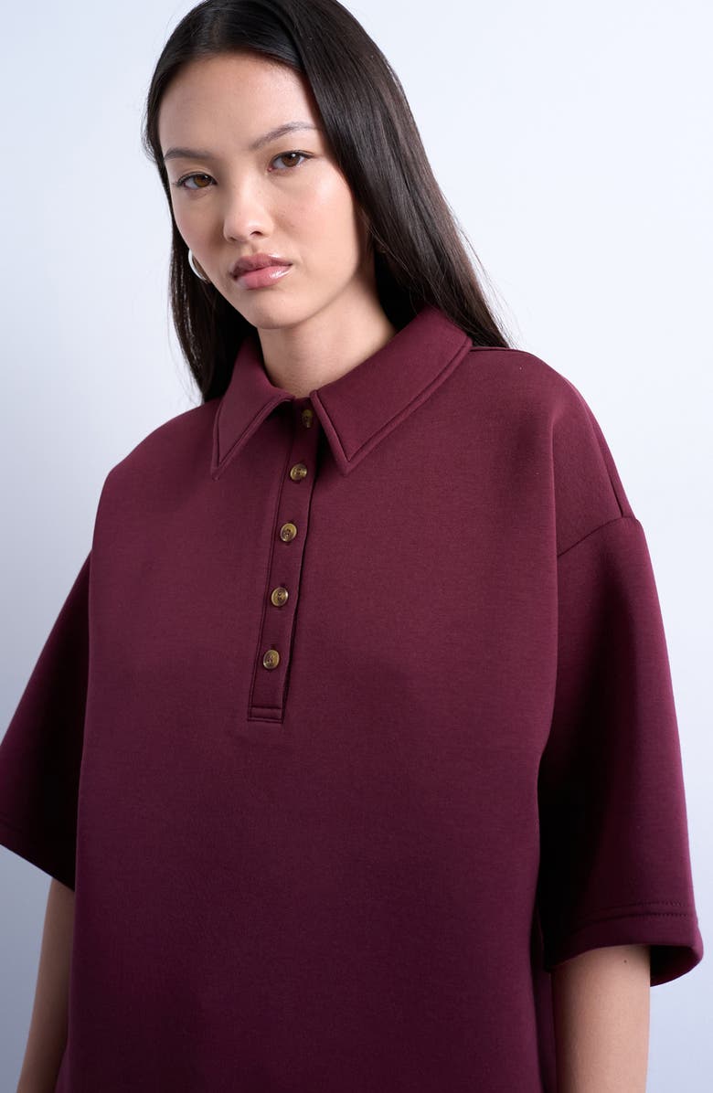 Topshop Oversize Polo, Alternate, color, Burgundy