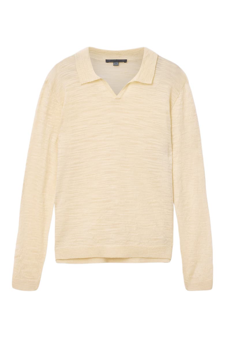 Luciano Long Sleeve Johnny Collar Slub Wool Polo Sweater, Alternate, color, SALT
