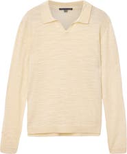 John Varvatos Luciano Long Sleeve Johnny Collar Slub Wool Polo Sweater