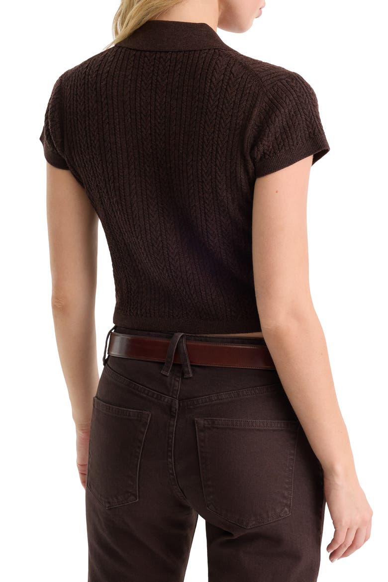 The Micro Cable Merino Wool Polo, Alternate, color, ESPRESSO