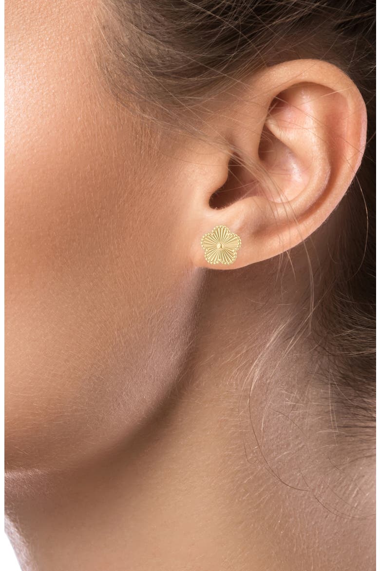 Textured Clover Stud Earrings (Nordstrom Exclusive), Alternate, color, GOLD