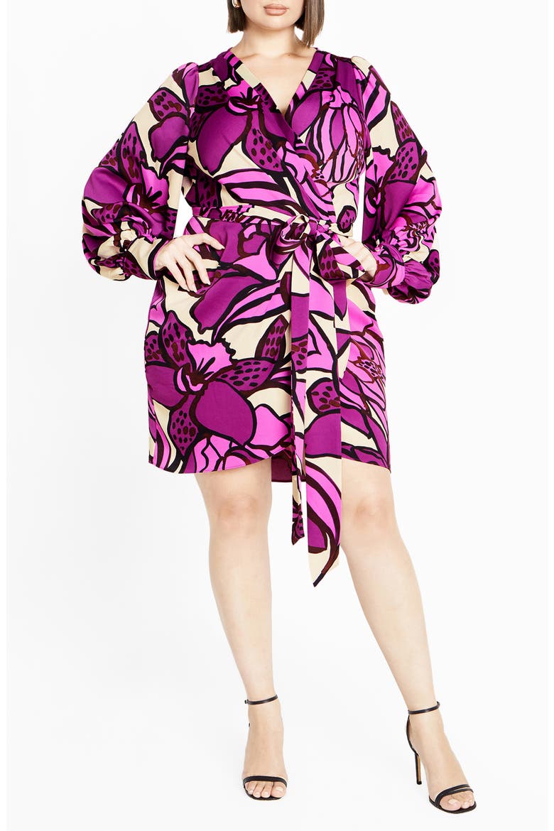 Amalia Floral Long Sleeve Faux Wrap Dress, Main, color, PRINT