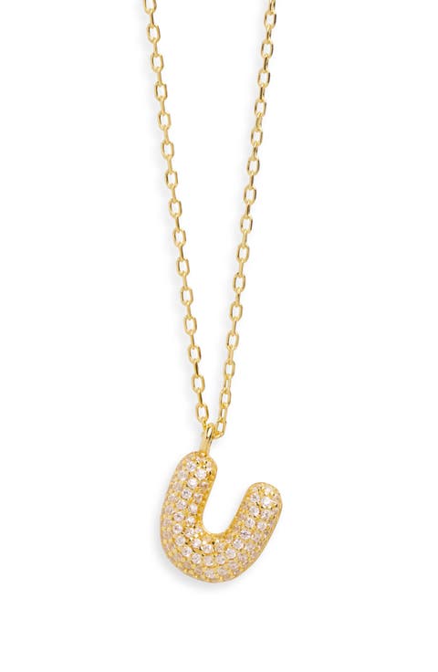 Cubic Zirconia Bubble Inital Pendant Necklace