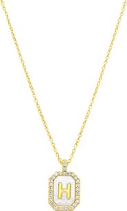 Adornia Crystal Mother of Pearl Initial Pendant Necklace