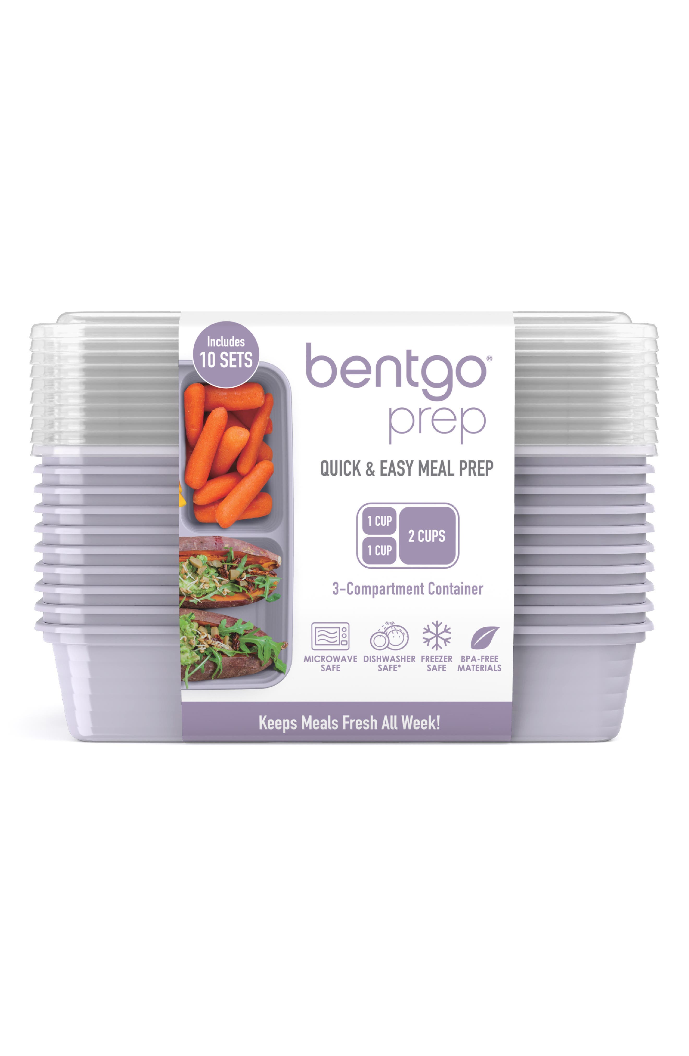 Bentgo Prep 3-Compartment Meal Prep Containers - Set of 10