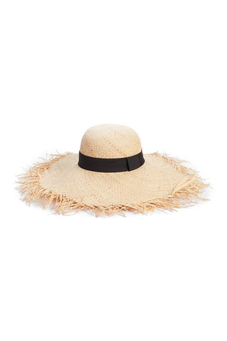 Raw Edge Floppy Straw Hat, Main, color, NATURAL