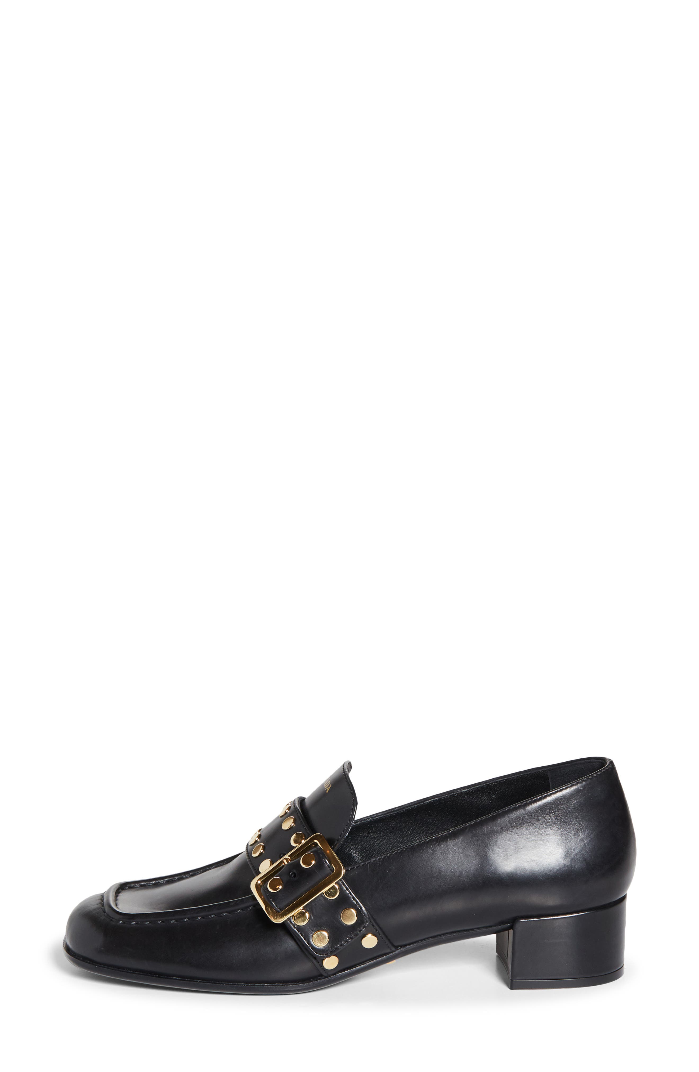 Prada Modellerie Stud Loafer Pump, Alternate, color, Nero