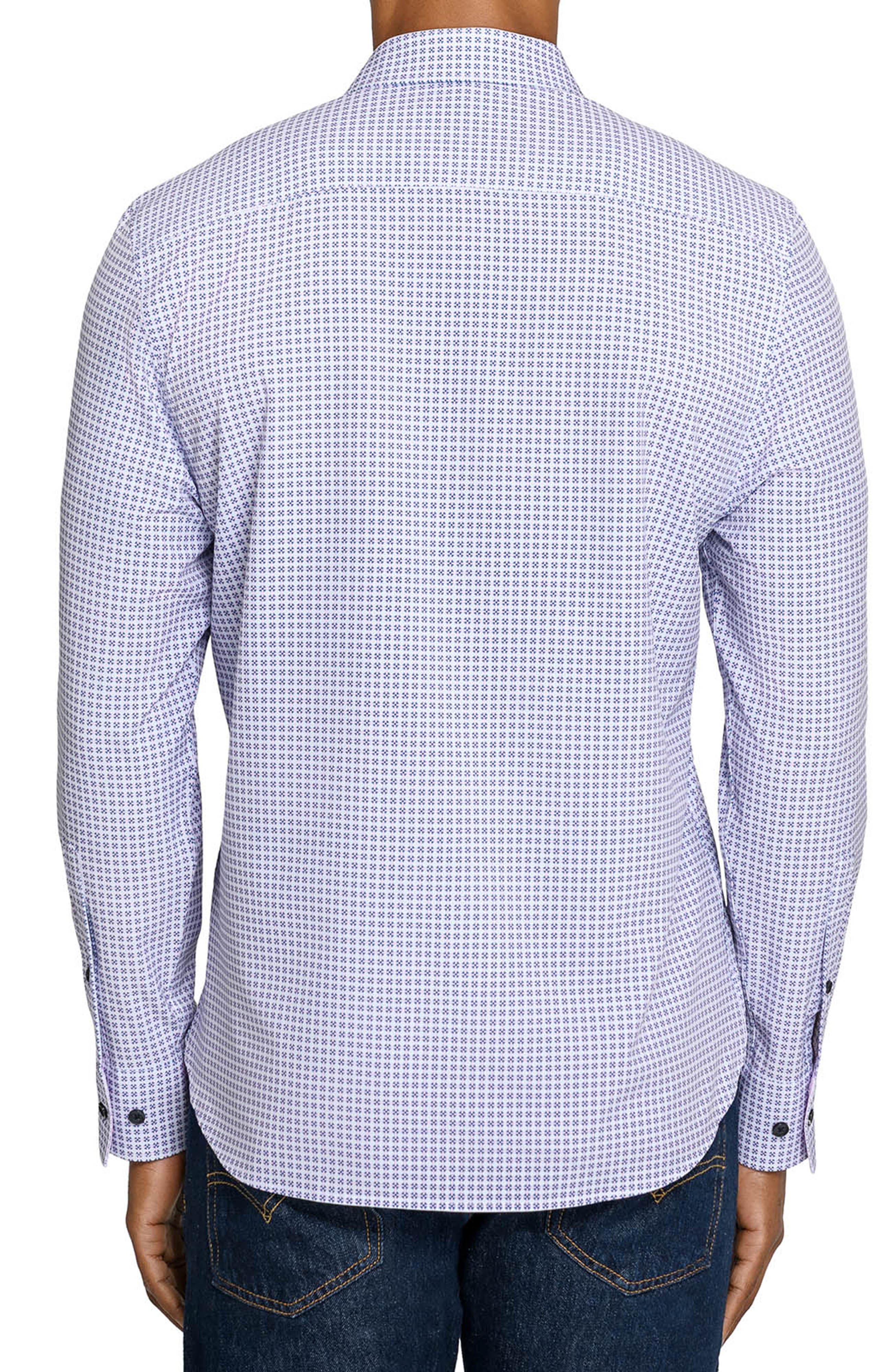 Slim Fit Round Geo Woven Long Sleeve Basic Shirt - image 4
