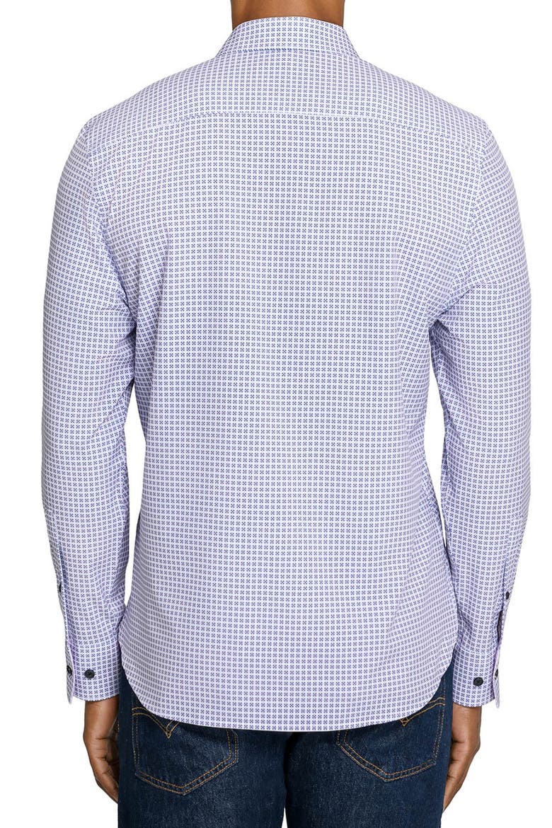 Slim Fit Round Geo Woven Long Sleeve Basic Shirt, Alternate, color, PINK