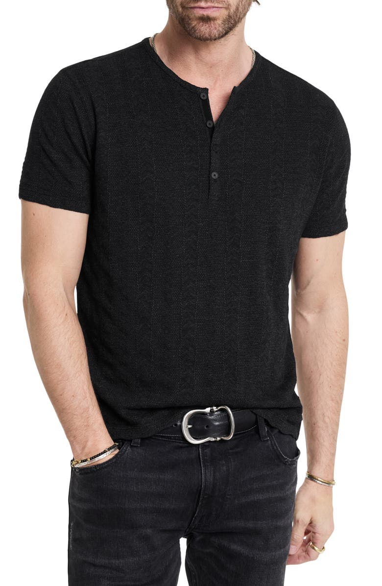 John Varvatos Madoc Texture Stripe Short Sleeve Henley, Main, color, 