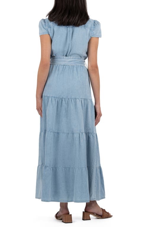 Kut From The Kloth Juno Cap Sleeve Maxi Dress In Light Wash