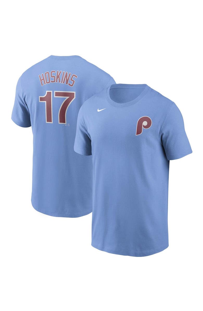 Nike Men's Nike Rhys Hoskins Light Blue Philadelphia Phillies Name & Number T-Shirt, Main, color, 