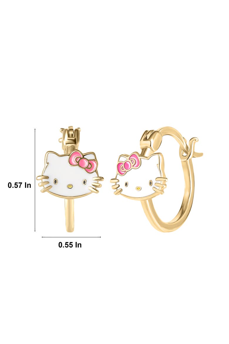 Sterling Silver Enamel Hoop Earrings, Alternate, color, Gold, whitr