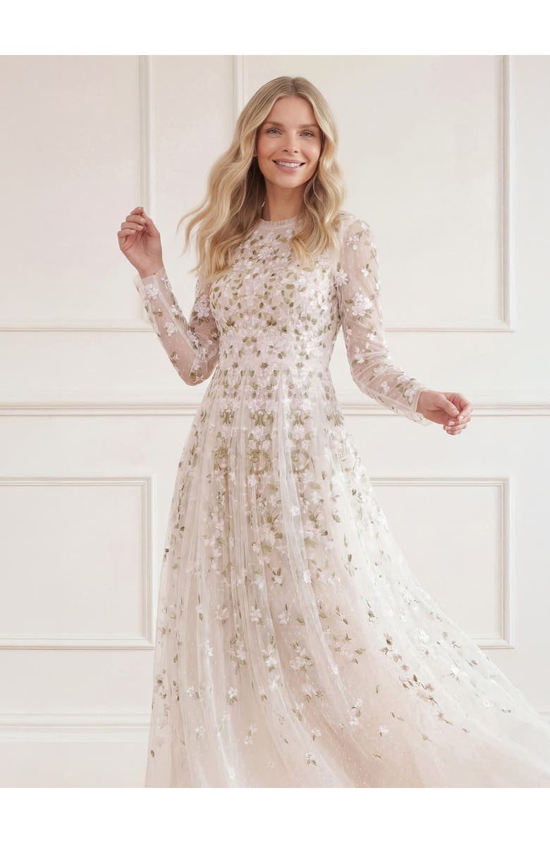 Needle & Thread Camellia Ditsy Ankle Gown, Alternate, color, Cream/Multi