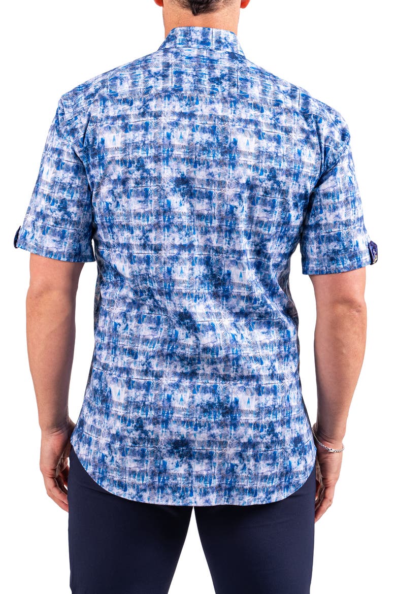 Galileo Resistance0331 Blue Short Sleeve Cotton Button-Up Shirt, Alternate, color, BLUE