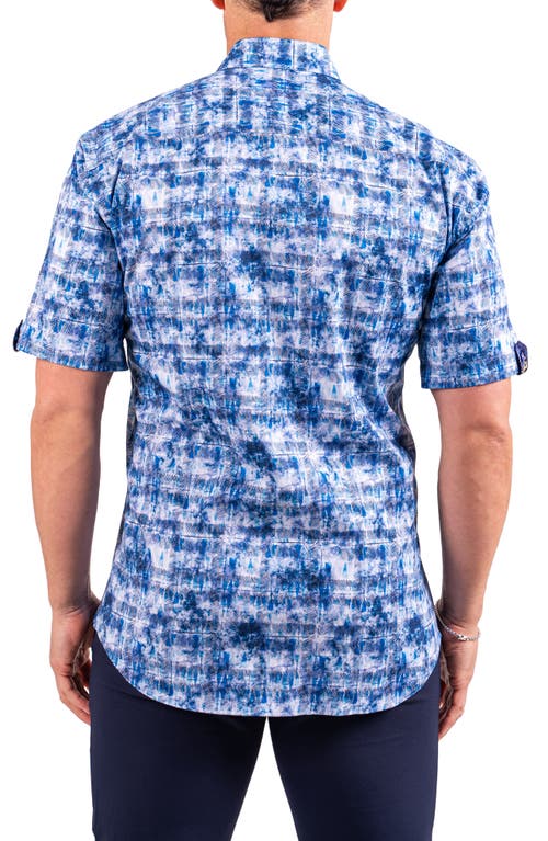 Maceoo Galileo Resistance0331 Blue Short Sleeve Cotton Button-up Shirt