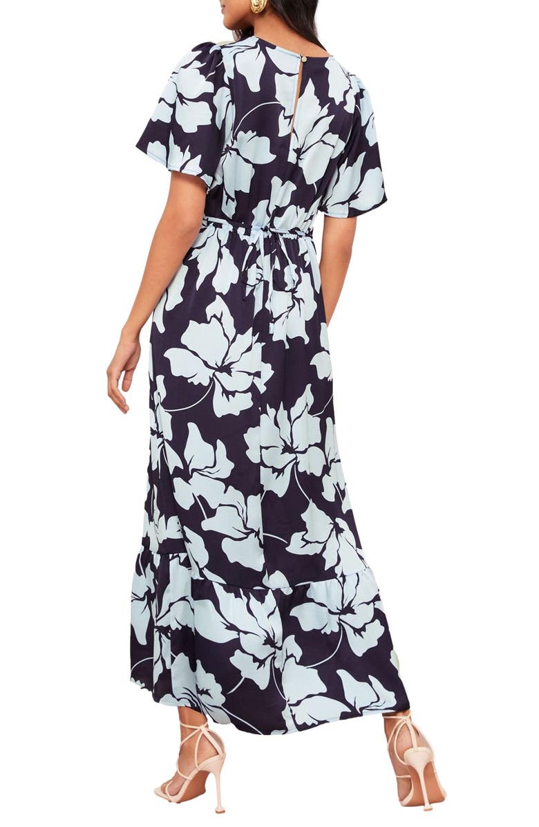 Friends Like These Floral Print Flutter Sleeve Maxi Dress, Alternate, color, 