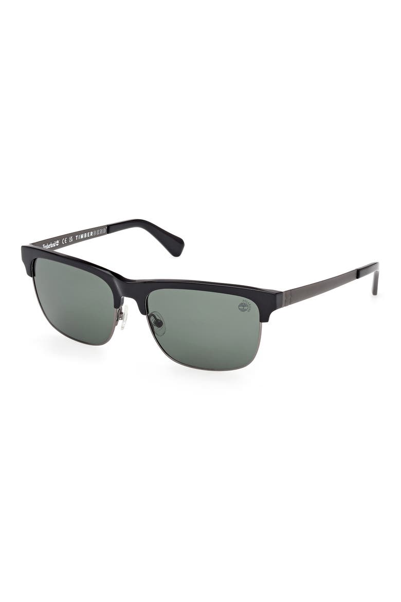60mm Sunglasses, Alternate, color, SHINY BLACK / GREEN POLARIZED