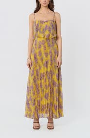 ASTR the Label Makennah Floral Plissé Maxi Dress