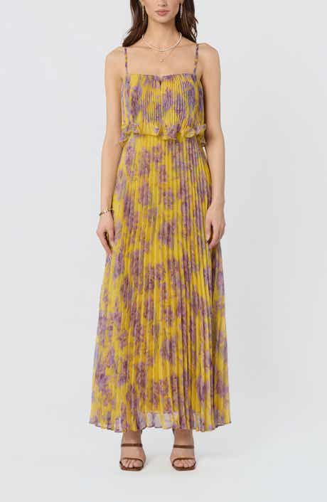 Makennah Floral Plissé Maxi Dress