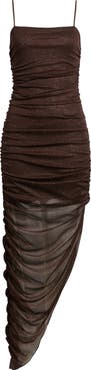 Jump Apparel Glitter Matte Ruched Jersey Dress