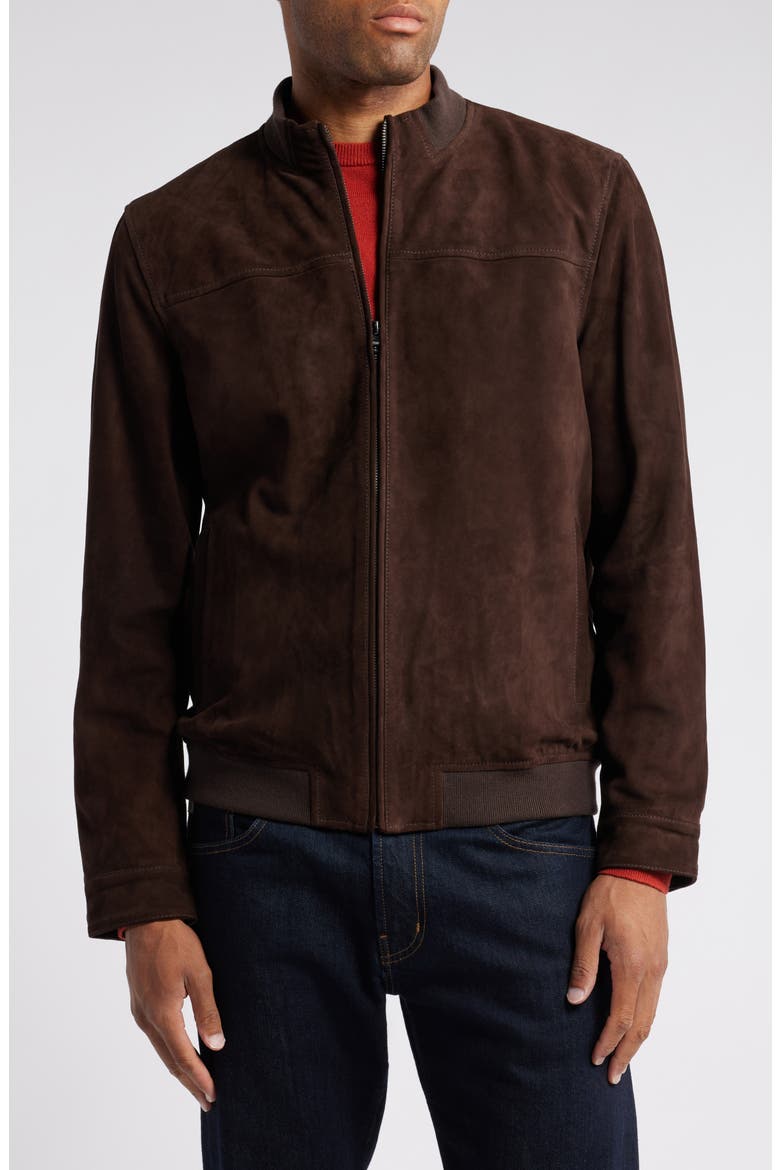Suede Bomber Jacket, Alternate, color, BROWN MOLE