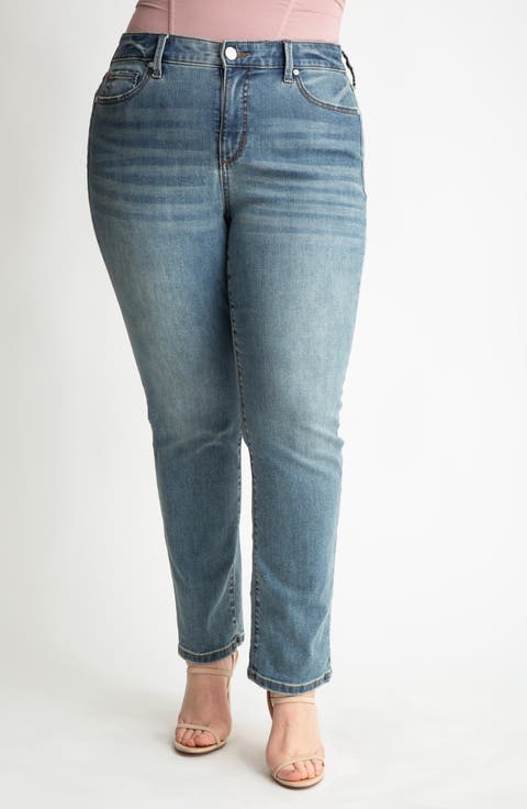 High Waist Straight Leg Jeans (Stella) (Plus)