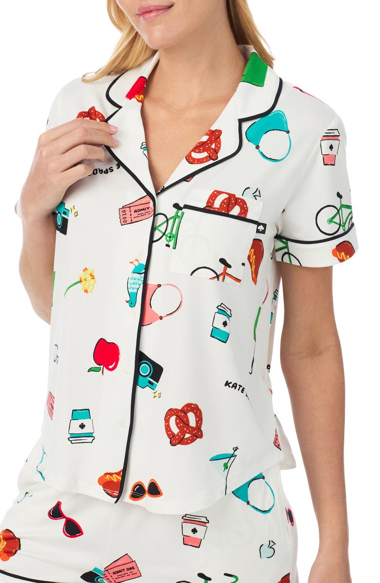 Kate Spade New York print short pajamas, Alternate, color, 
