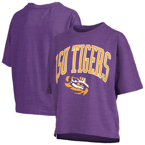 Pressbox Purple Lsu Tigers Nelson Arch Over Logo Waist Length Oversized Slub T-shirt In Purple