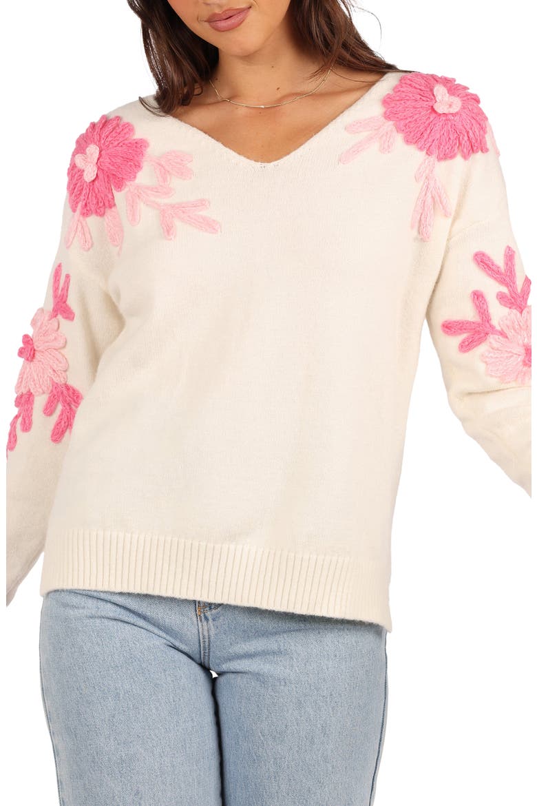 Celeste Flower Embroidered V-Neck Sweater video